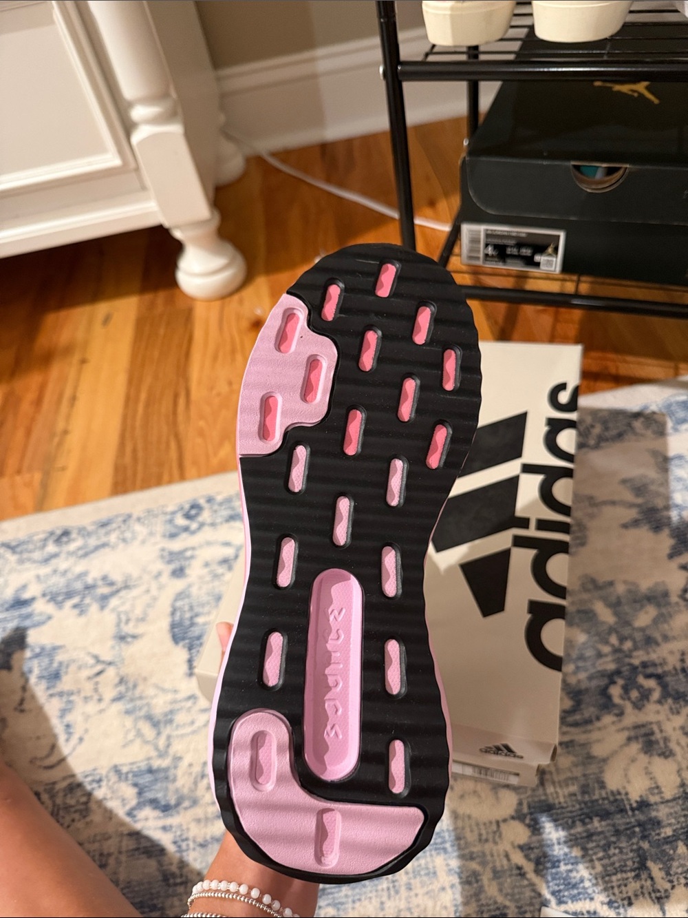 adidas White Pink & Light Blue Women's Running Sneakers - Picture 6 of 8